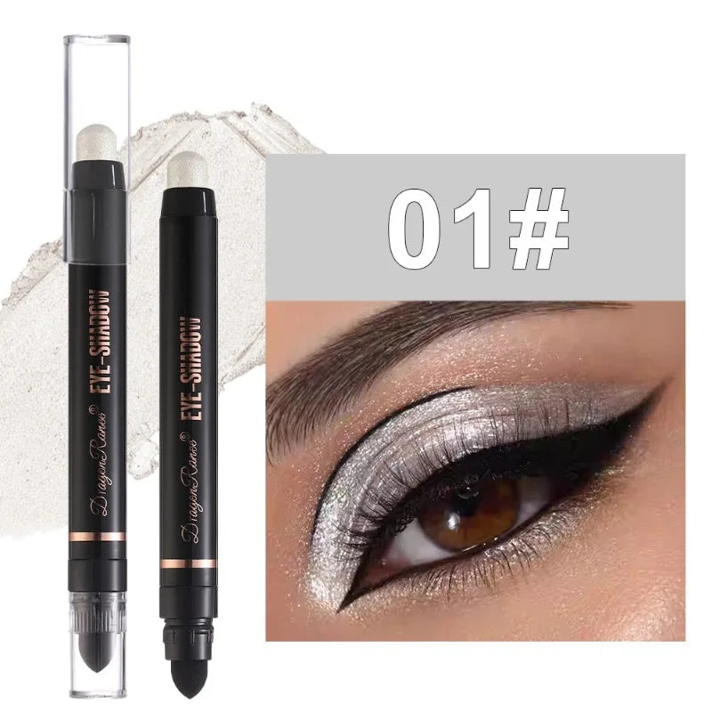 12-color Double Tip Eyeshadow Pen Set Metallic High Gloss Smudger Brighten Eye Makeup Pencil Shining Brown Eye Shadow Cosmetics