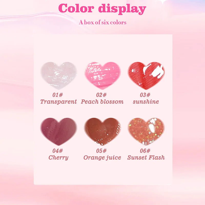 6pcs Moisturizing Min Plump Lips Lipgloss Transparent Lip Oil Sexy Lip Cosmetics For Make Up Liquid Lipstick Lips Cosmetics Gift