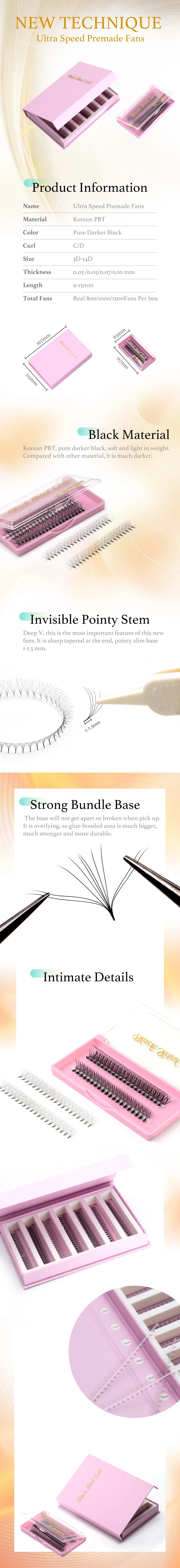 Narrow  1000 Fans False Eyelash  Korean Beauty Makeup Tools Ultra Speed  Lash Clusters 5D 6D 8D Eyelashes Books