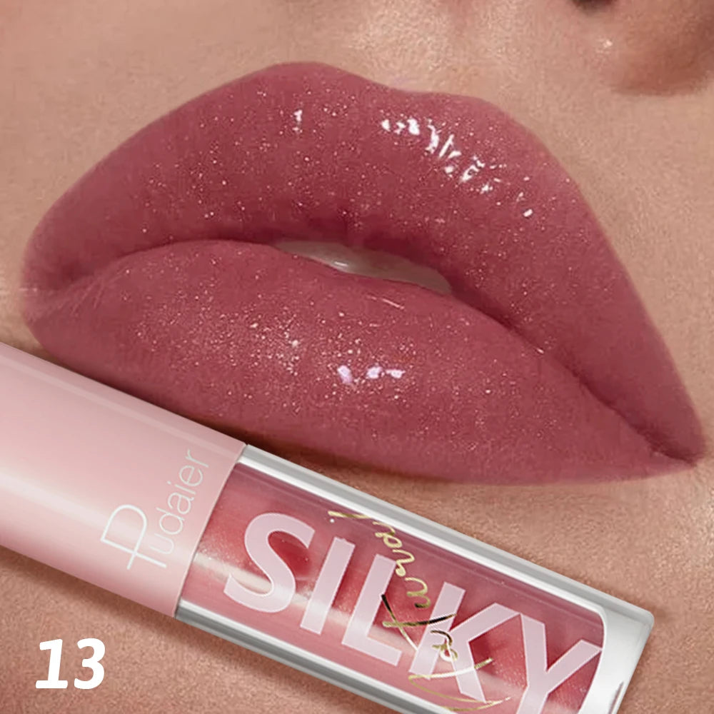 Waterproof quick-drying lip glaze, 16 colors available for mirror-finished lip glaze, clear and non-sticky, non-fading, waterpro