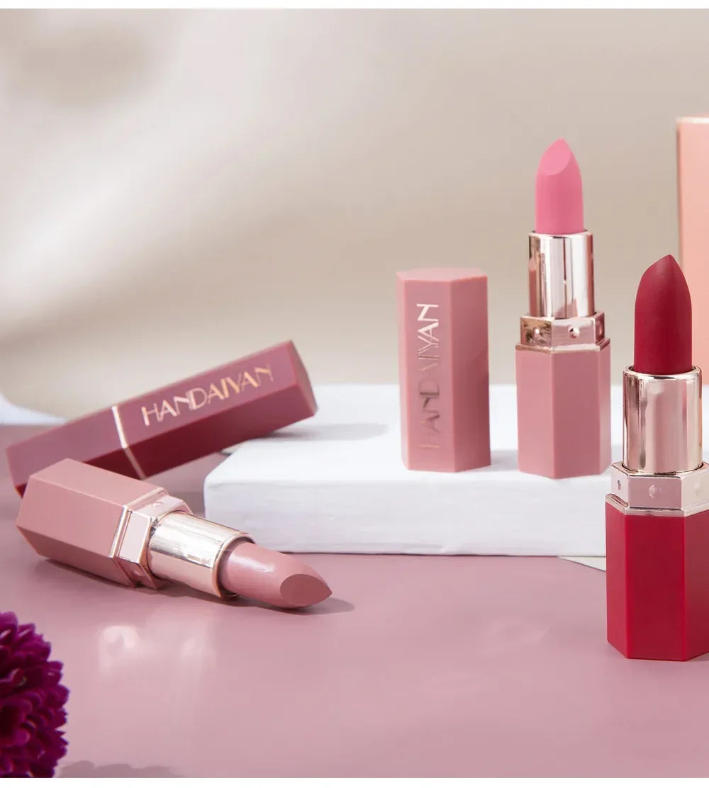 6 Colors Matte Lipstick Beauty Lip Gloss LippenstiftTinted Balm 24 Hours Waterproof Free Shipping Makeup