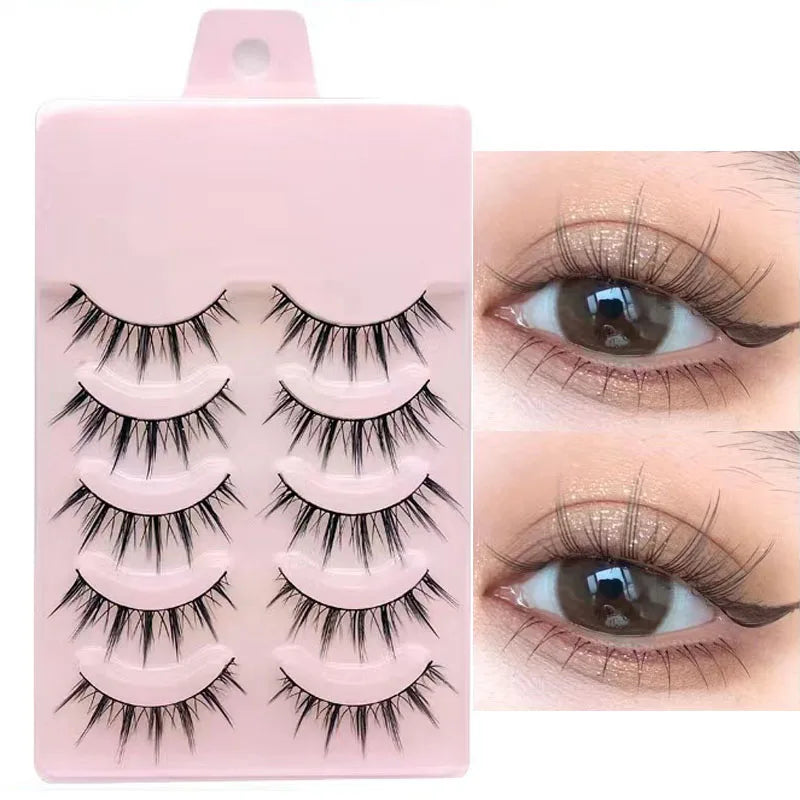 New 5 Pairs Manga Lashe Soft Natural Eyelashes Thick False Eyelashes Demon Eyelashes Daily Dating Makeup Eyelashes Lashes Wispy