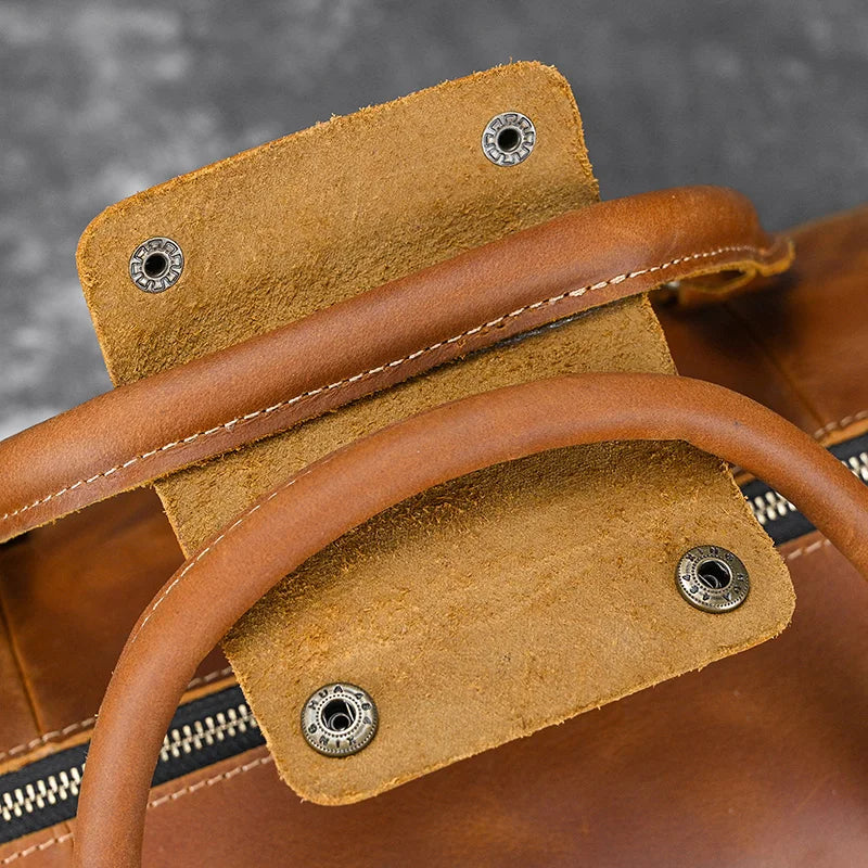 Fashionable Style Men's Leather Travel Handbags Real Cowhide Leather Duffle Bags For Man Male Weekend Bags With Shoe Pocket
