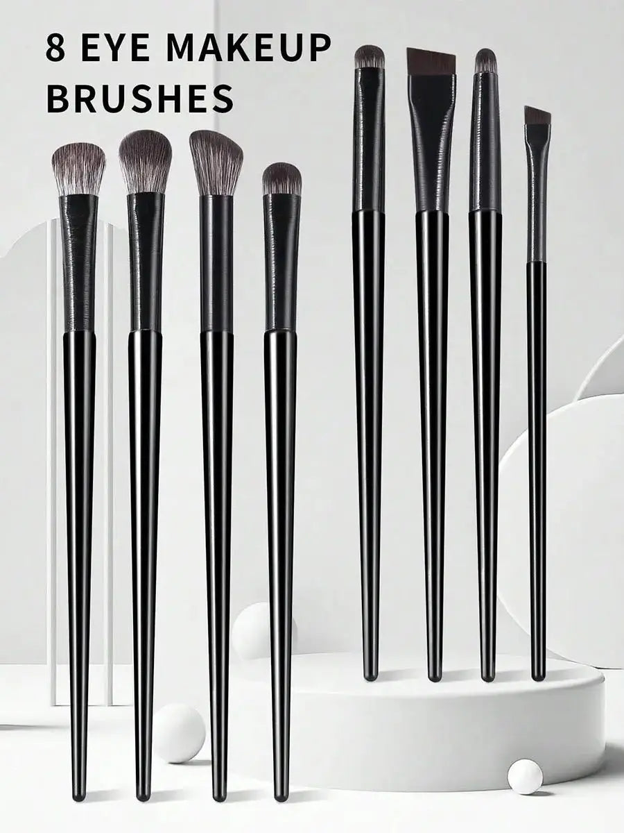 8pcs/Set Black Portable Eye Shadow Makeup Brush Kit
