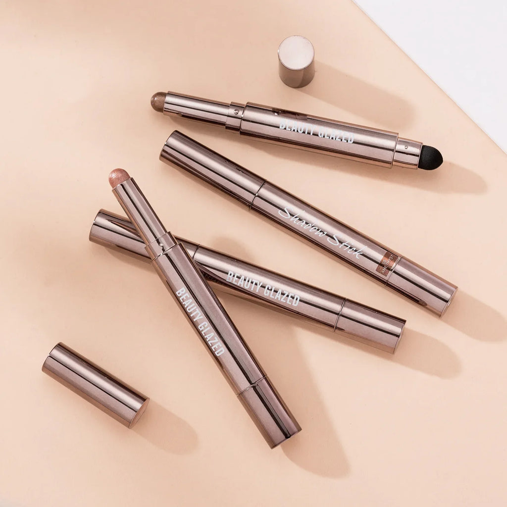 10 Color Double Ended Eye Shadow Stick With Sponge Brush Pearlescent Lasting Eyeshadow Pen Contouring Portable Makeup Cosmetics