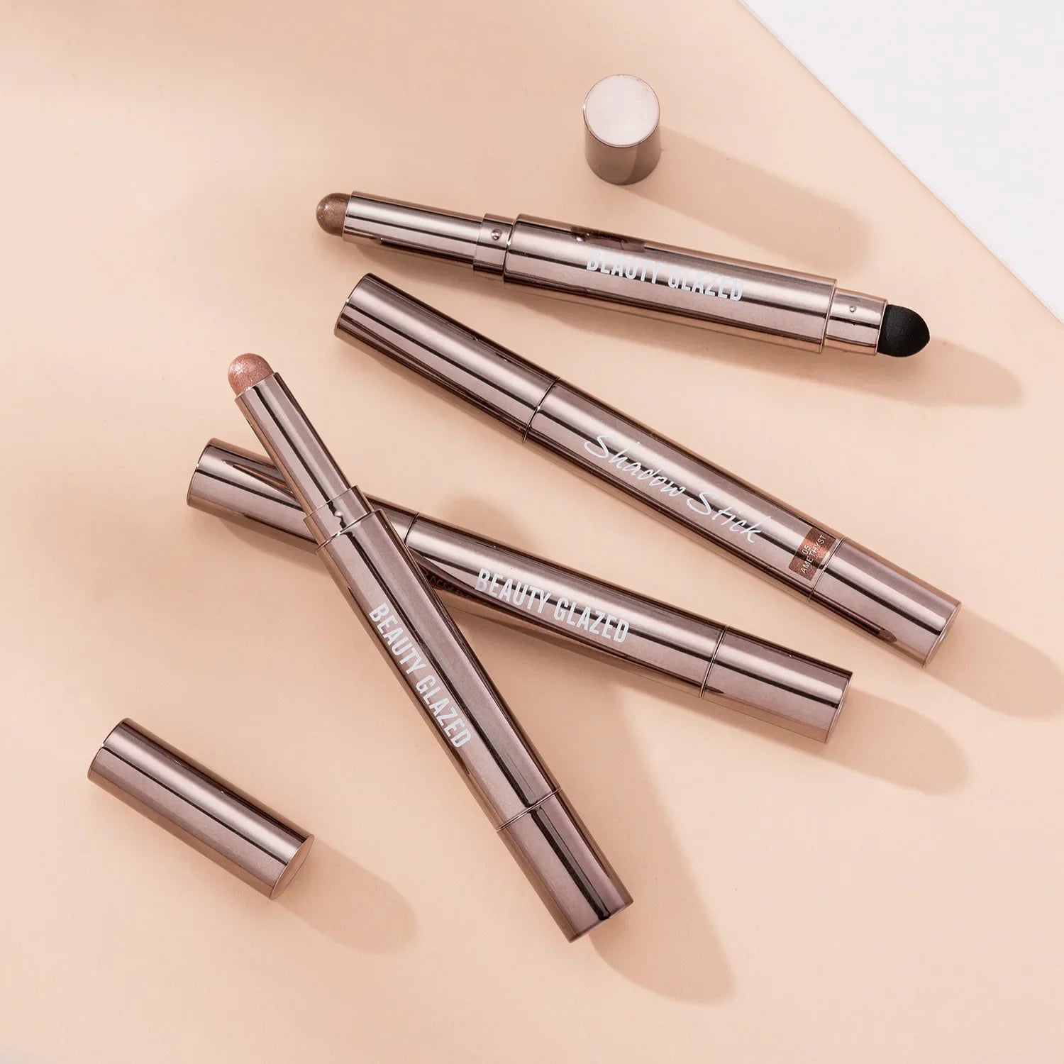 10 Color Double Ended Eye Shadow Stick With Sponge Brush Pearlescent Lasting Eyeshadow Pen Contouring Portable Makeup Cosmetics