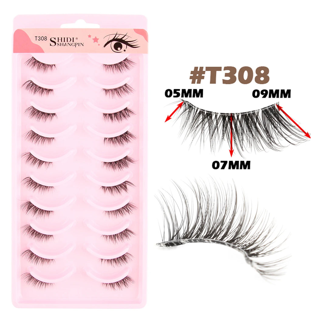 10 Pairs Natural Manga Lashes Soft Eyelashes Thick False Eyelashes Manga Eyelashes Daily Dating Makeup Eyelashes Lashes Wispy