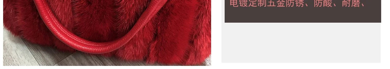 2021 New Mink Fur Bag Women Luxury Handbags Elegant Ladies Single Shoulder Bag Female Leather Solid Color Party Hand Bag