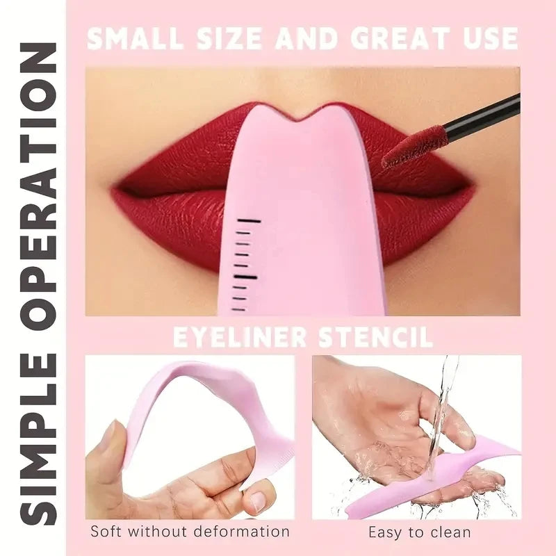 2Pcs Set Multifunctional Eye Makeup Tool Silicone Beauty Ruler Eyeshadow Highlight Lipstick Eyeliner Aid Tool Set