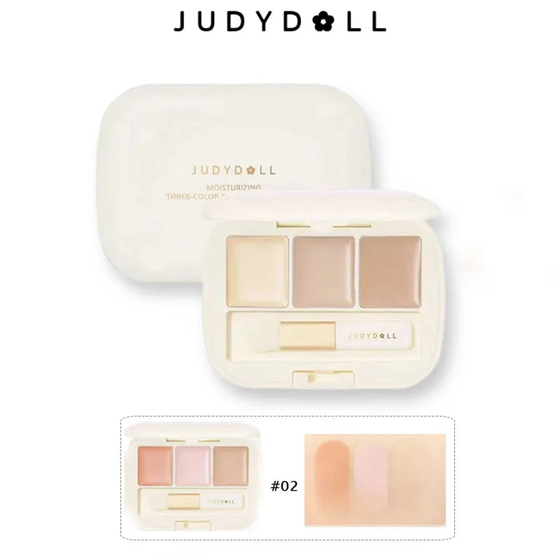 Judydoll Three-Color Concealer Palette Blemishes Spots Acne scars Covering Tear troughs Filling
