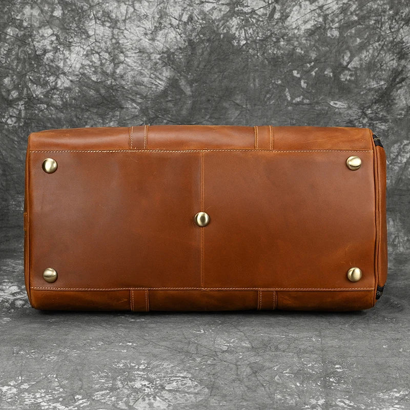 Fashionable Style Men's Leather Travel Handbags Real Cowhide Leather Duffle Bags For Man Male Weekend Bags With Shoe Pocket