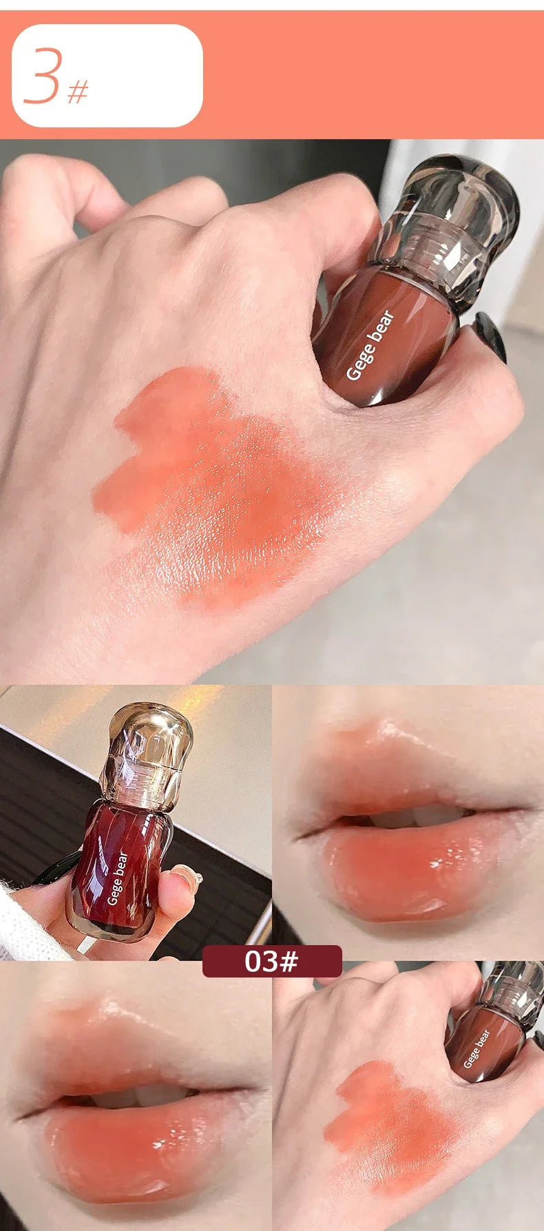 GegeBear Crystal Clear Lipgloss Hydrating Water Liquid Lipstick Light Lip Tint Plumping Non-stick Cup Lips Makeup Women Cosmetic