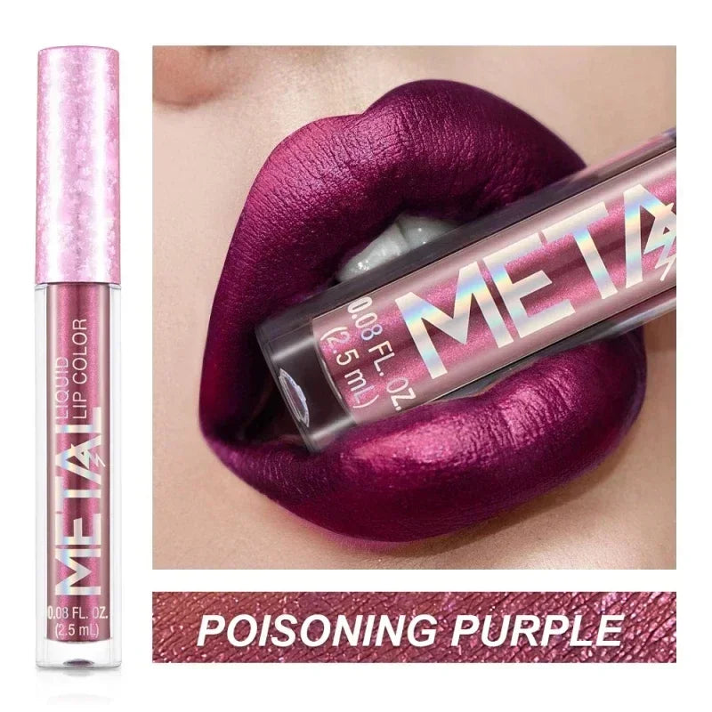 Waterproof Pearl Matte Lipstick Long Lasting Non-Stick Cup Lip Glaze Shimmer Glitter Metallic Lip Gloss Lips Makeup Cosmetics