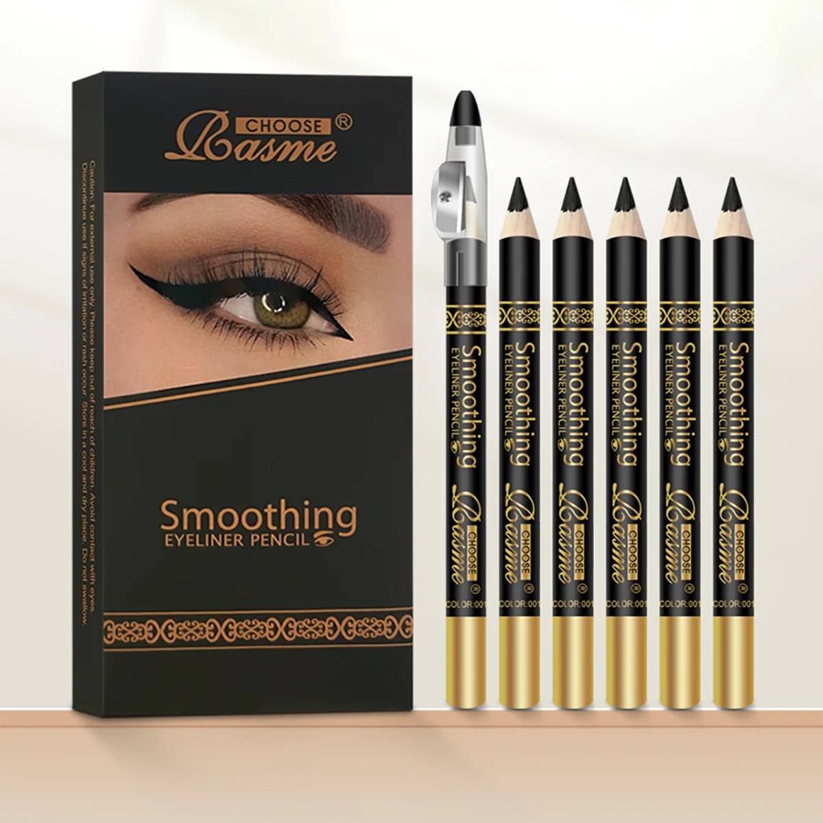 6pcs Waterproof Black Eyeliner Pencils-Smudge-Proof, Long-Lasting &Beginner-Friendly Eye Makeup