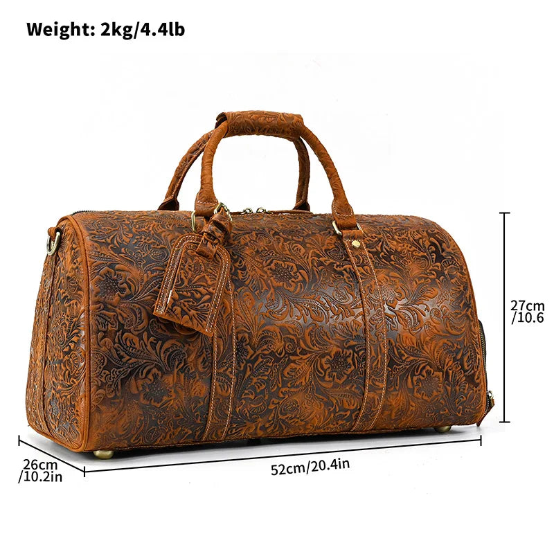Fashionable Style Men's Leather Travel Handbags Real Cowhide Leather Duffle Bags For Man Male Weekend Bags With Shoe Pocket