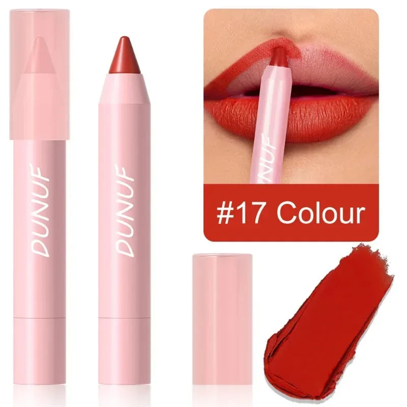 Sexy Dark Red Brown Lipstick Pencil Matte 18 Colors Lip Liner Crayons Rich Full Color Lip Tint Silky Natural Creamy Texture Pen