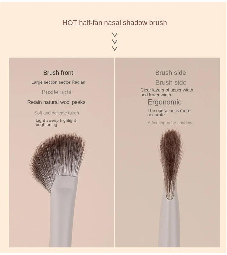 Fan Sector Nose Shadow Brush Angled Nose Alar Contour Smudge Highlighting Shadow Makeup Brushes Sickle Goat Hair Make up Brush