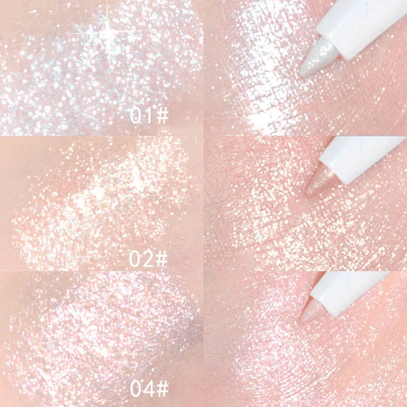 Pearly Glitter Eyeliner & Highlighter Pen - Waterproof, Sparkling Under Crease Eyeshadow Stick For Monochrome Eye Makeup