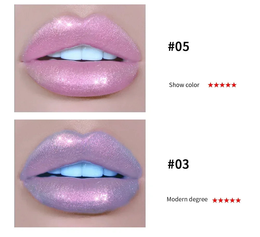 6 Colors Glitter Liquid Lip Gloss Tint Laser Holographic Lipstick Mermaid Glitter Lip Gloss Not Fading Lasting Lip Tint Cosmetic
