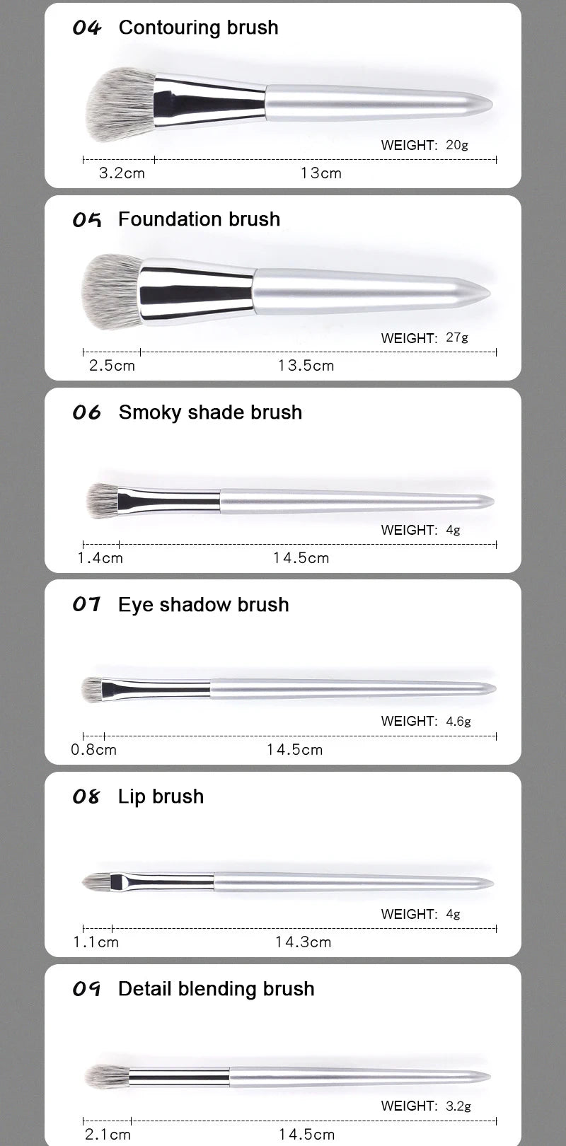 KLINA 12PCS Makeup Brushes Kit Professional Natural Goat Hair Foundation Powder Contour Eyeshadow Lip Make Up Tools For Women