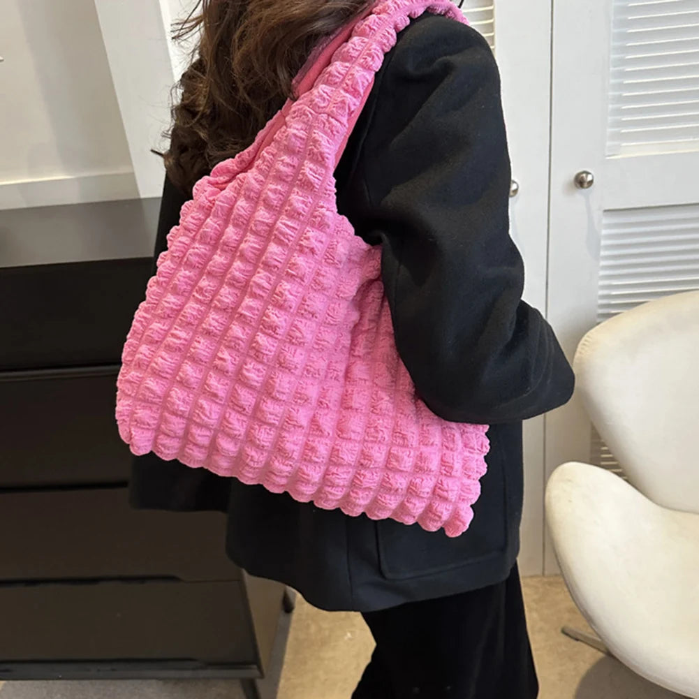Elegant Handbag Pleated Cloud Bag Female Candy Color Large Capacity Shoulder Bag Handbags Shopping Girls Pouch Tote Bolsas