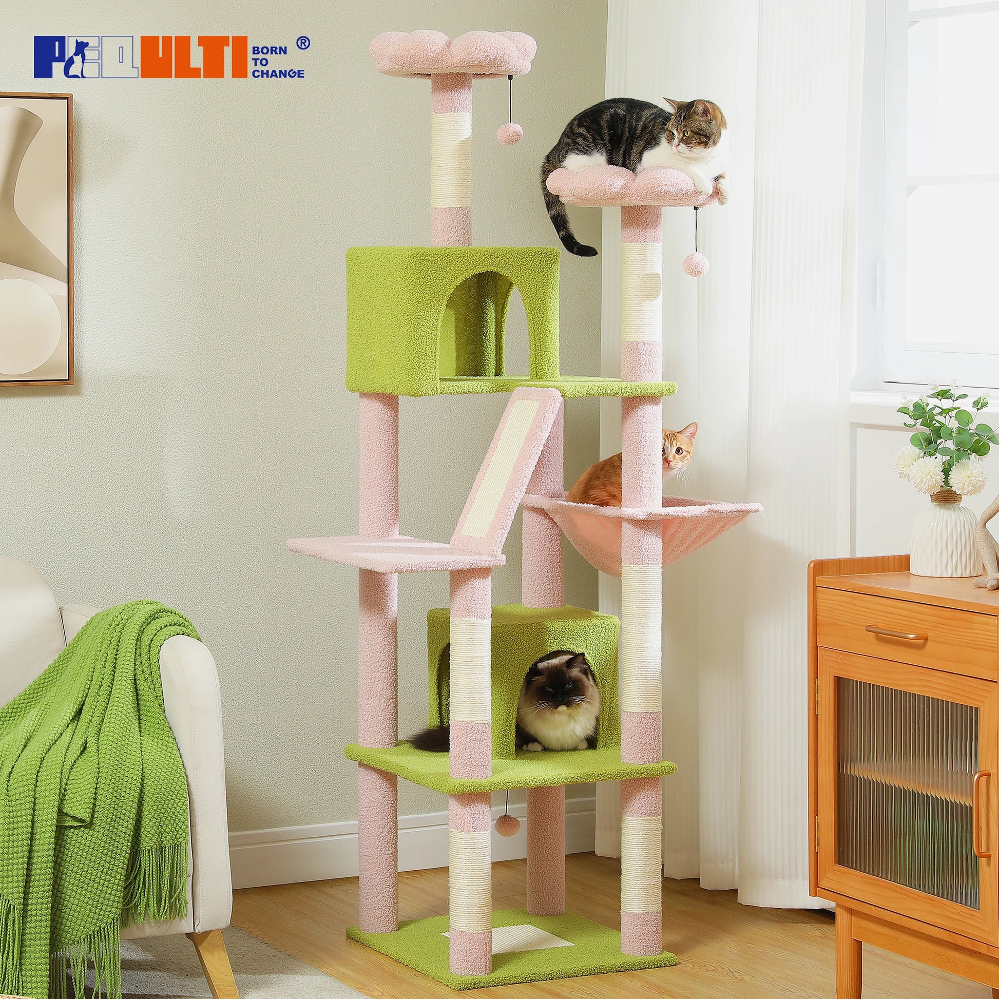 Multi-Level Cat Tree with Scratching Posts, Cozy Condo, Hammock, Large Cat Tower for Indoor Cats, Cat Scratching Board, Cat Toys
