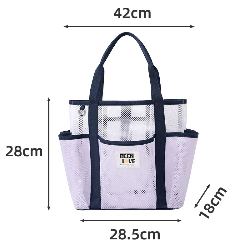 Gym Bag Beach Bag Fashions Transparent Waterproof Multi-Pocket Tote Swimming Mesh Bags High Volume Beach Organiser Travel Swim