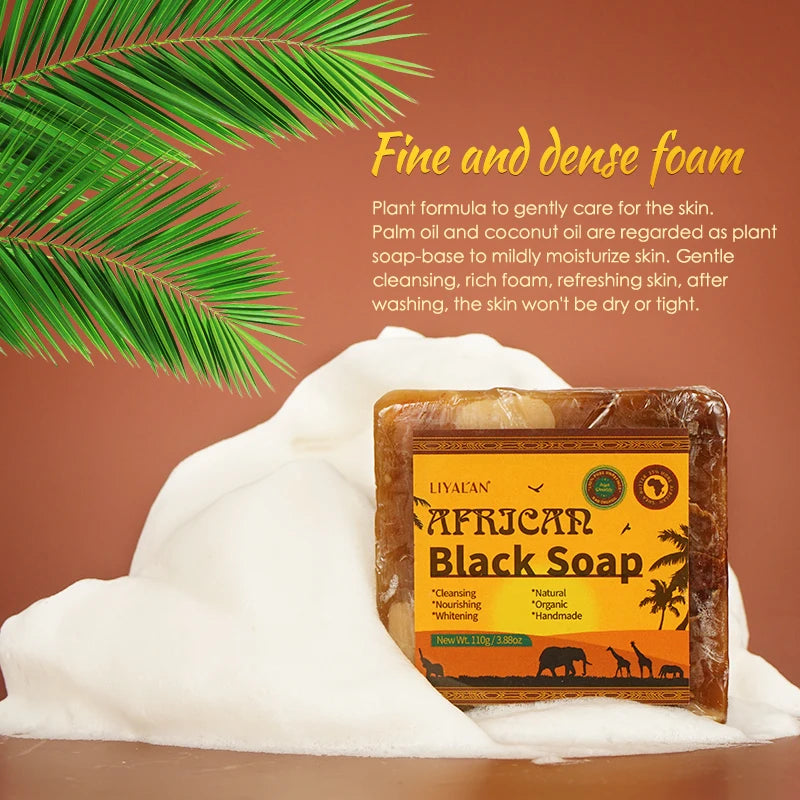 2pcs African Black Soap Reduce Acne Anti Rebelles Smooth Blemish Shea Butter Face Moisturizing Clean Brighten Handmade Skincare