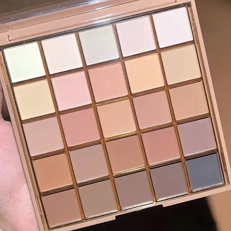 25 Shades Matte Finish Eyeshadow Palette, Neutral Grey Brown Earth Tones, Matte & Shimmer Finishes For Versatile Makeup Looks