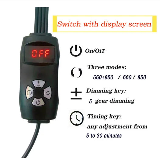 30W LED Red Light Therapy Lamp with Stand 660nm &850nm Near Infrared Light Device for Relief Muscle Joint Pain Facial Skin Care