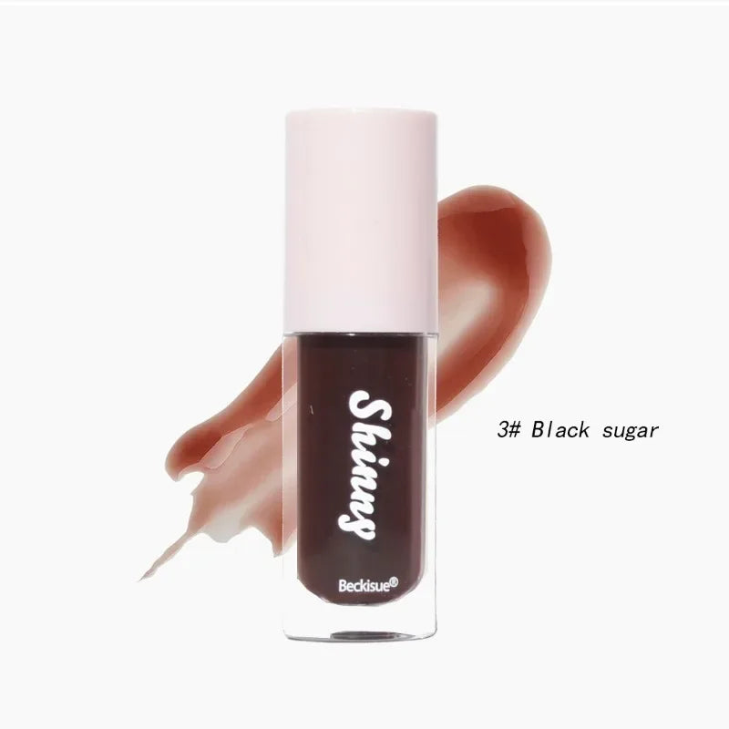 Translucent Black Sugar Lip Oil Water Gloss Jelly Mirror Lip Glaze Lipstick Lip Make Up Women Beauty Nonstick Cup  Lip Gloss
