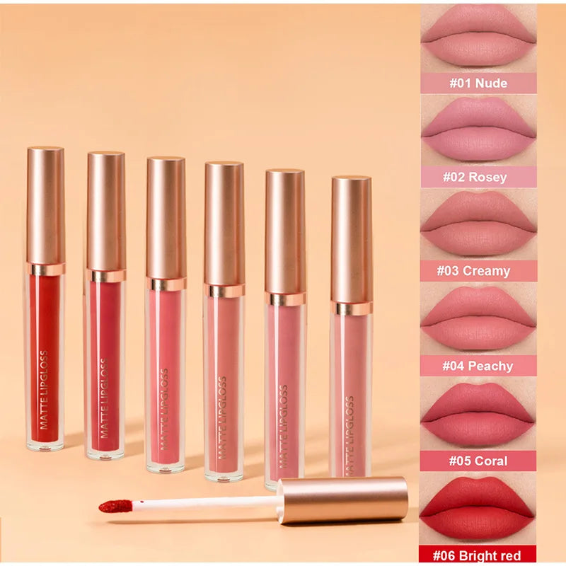 Matte Lip Gloss Two Sets Of 24-hour Waterproof Non Stick Cup Liquid Lipstick Long-lasting Beautiful Korean Cosmetics Set