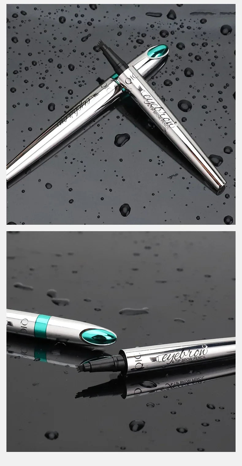 Eyebrow Pen 4 Forks Tip Eyebrow Tattoo Pencil Long Lasting Quick Drying Ultra-fine Sweat-Proof Dark Brown Makeup