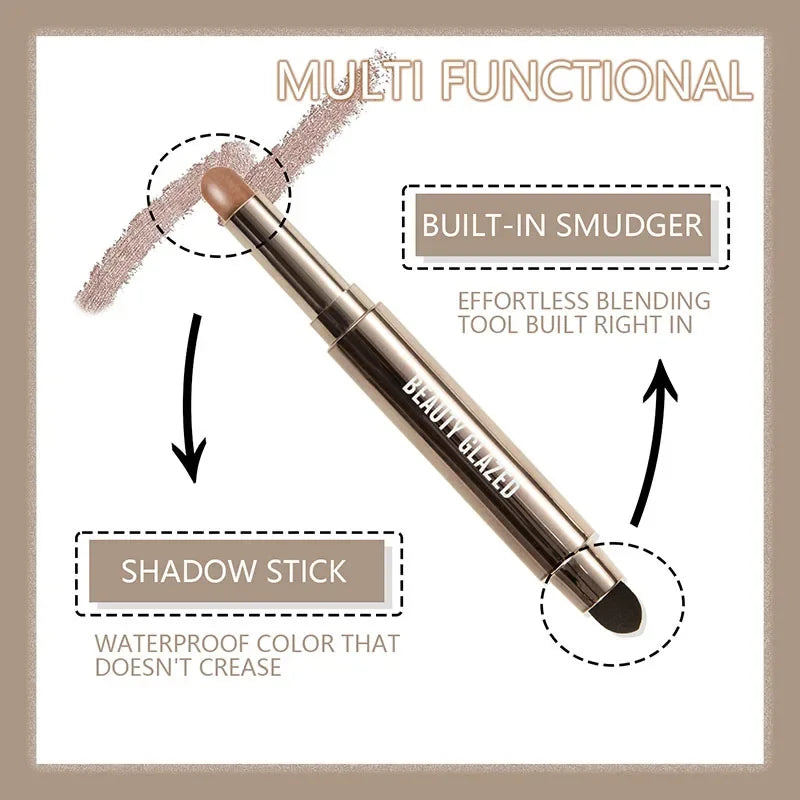 10 Color Double Ended Eye Shadow Stick With Sponge Brush Pearlescent Lasting Eyeshadow Pen Contouring Portable Makeup Cosmetics
