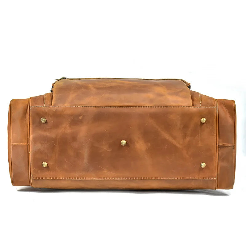 Luufan Crazy Horse Leather Men's Travel Bag Big Travel Duffel Durable Cowhide Weekend Bag Man Genuine Leather Luggage Tote Bag