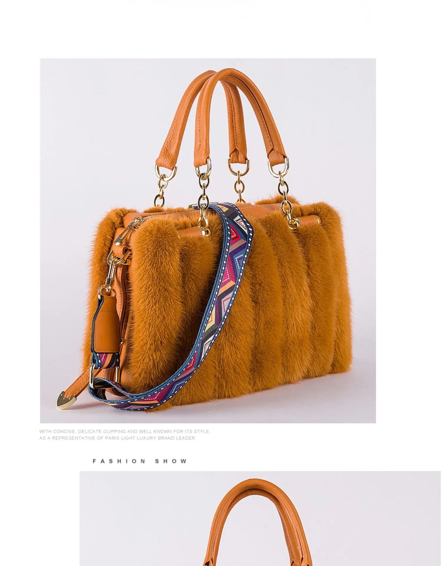 2021 New Mink Fur Bag Women Luxury Handbags Elegant Ladies Single Shoulder Bag Female Leather Solid Color Party Hand Bag