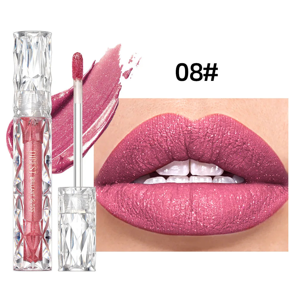 Diamond Shimmer Waterproof Lipgloss 10 Colors Liquid Lipstick Glitter Shiny Pearl Glaze Long Lasting Lip Tint Women Makeup