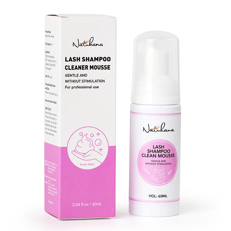 Natuhana 60ml Eyelash Extension Shampoo Mousse False Eyelashes Glue Accessories Lash Cleaning Foam No Stimulation Makeup Tools