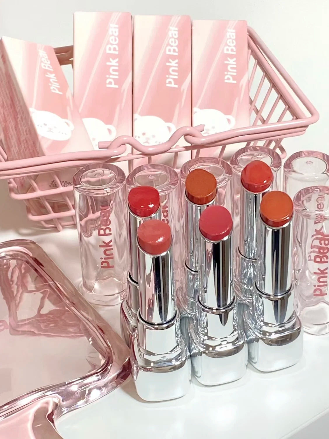Pink Bear Water Essence Solid Lipgloss Moisturizing Mirror Lip Glaze LipSugar Light Lipstick Light Sensation Beauty Makeup