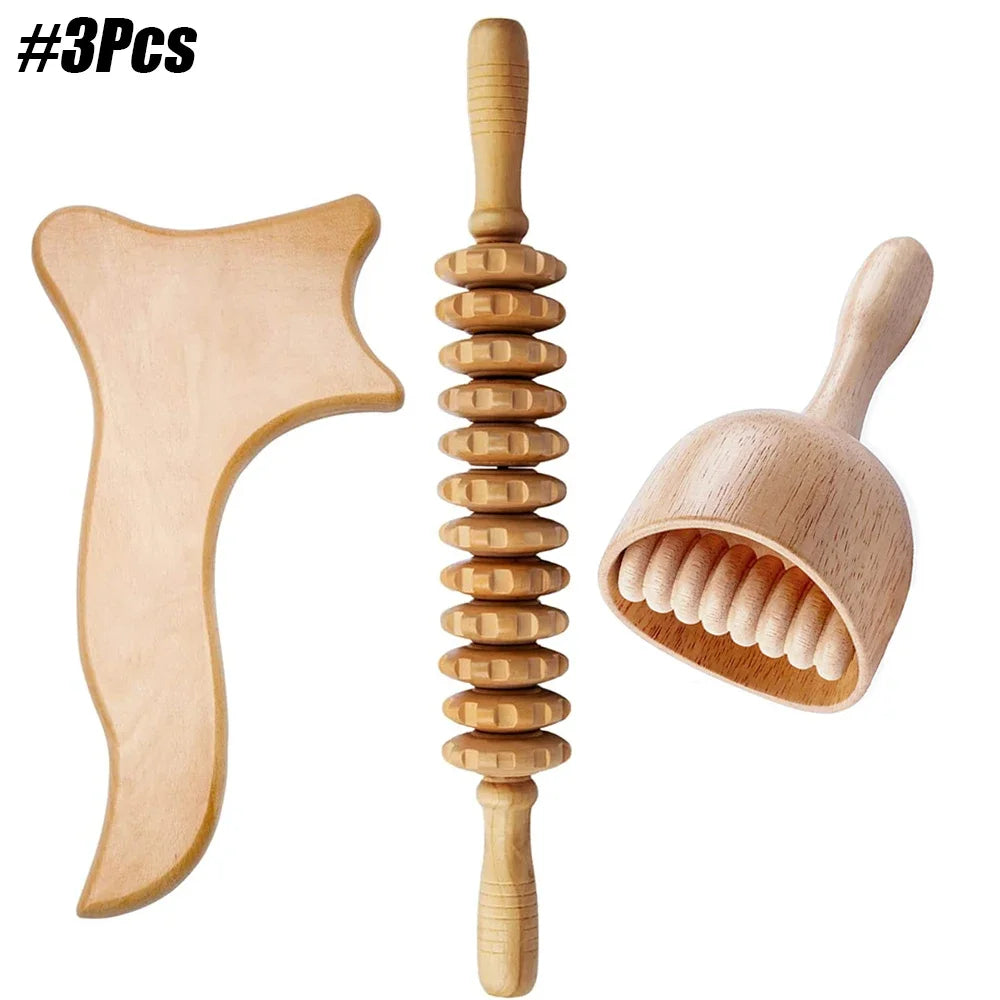 Wood Therapy Massage Roller Stick Wood Massage Cup Wooden Lymphatic Drainage Gua Sha Tool Body Shaping Muscle Massage Relaxation