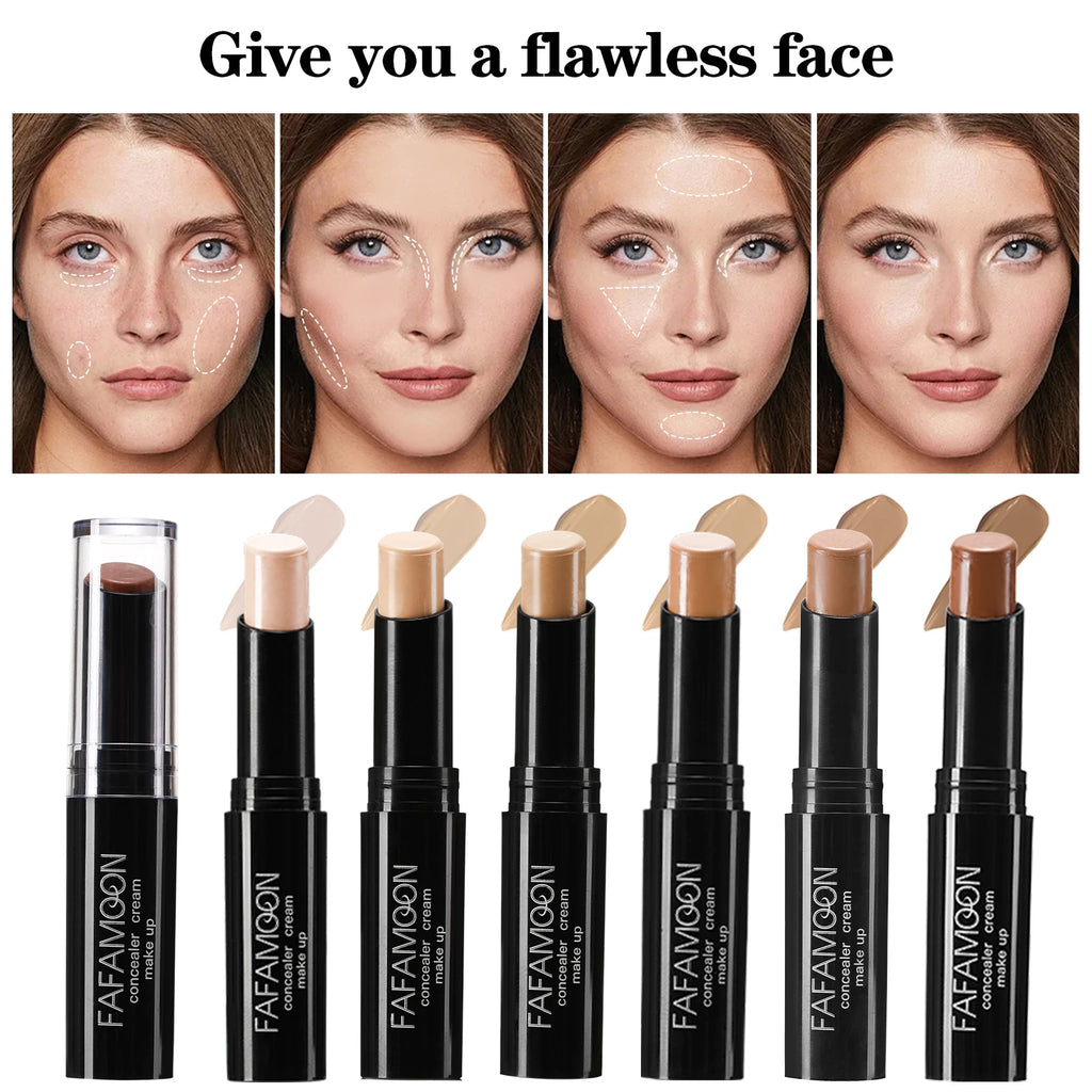 6 Color Face Concealer Contouring Stick Face Bronzer Beauty Contour Makeup Base Foundation Cream Matte High Coverage Cosmetics