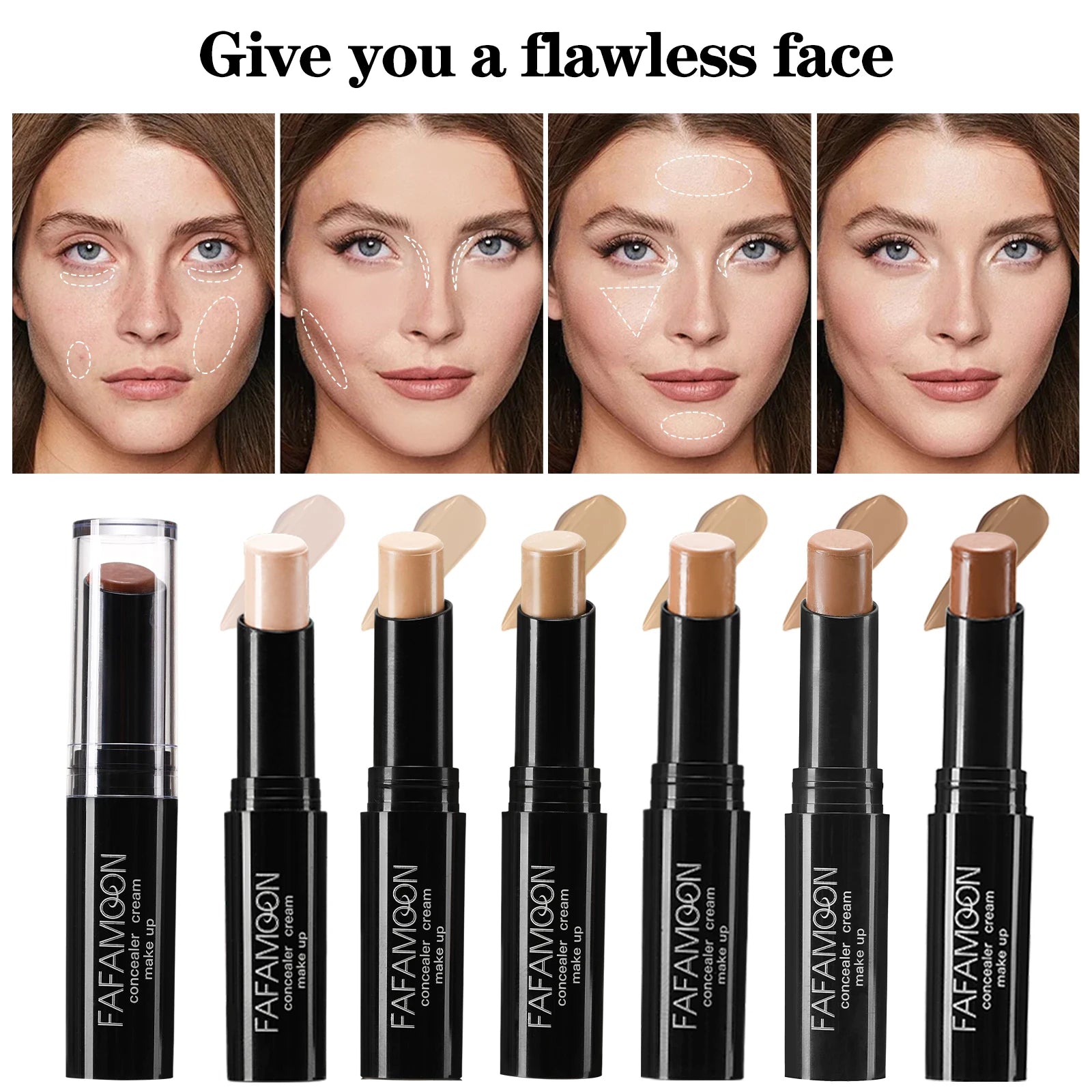 6 Color Face Concealer Contouring Stick Face Bronzer Beauty Contour Makeup Base Foundation Cream Matte High Coverage Cosmetics