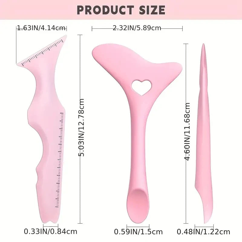 2Pcs Set Multifunctional Eye Makeup Tool Silicone Beauty Ruler Eyeshadow Highlight Lipstick Eyeliner Aid Tool Set