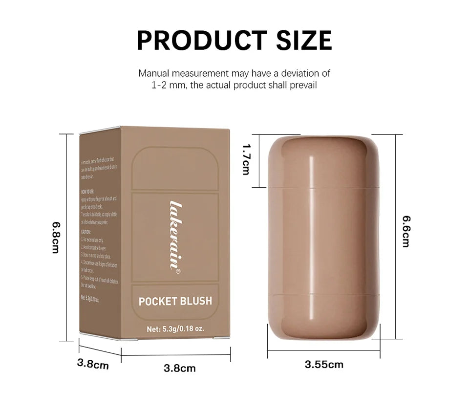 Lakerain 3in1 Cheek Lip Tinted Moistured Blush Stick Waterproof Easy Color Rouge Silky Smooth Blusher Cream Matte Contour Makeup