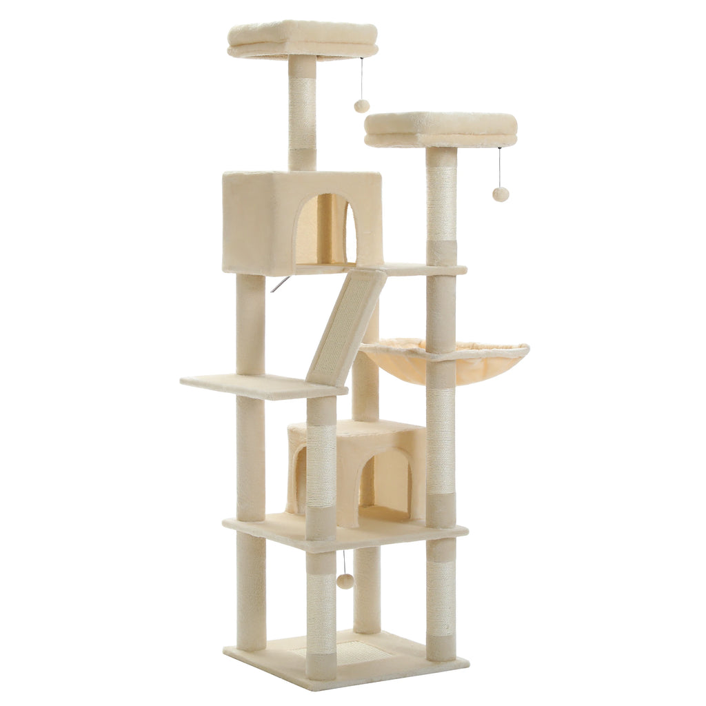 Multi-Level Cat Tree with Scratching Posts, Cozy Condo, Hammock, Large Cat Tower for Indoor Cats, Cat Scratching Board, Cat Toys
