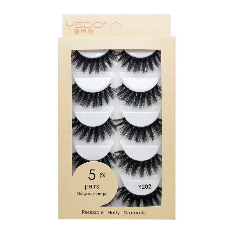 YSDO 3/5 Pairs 3D Mink False EyeLashes Winged Lashes Thick EyeLashes Makeup Fake EyeLashes Volume Lash Dramatic Mink EyeLashes