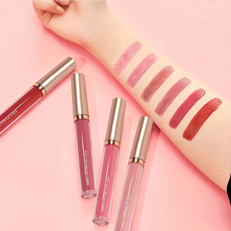 Matte Lip Gloss Two Sets Of 24-hour Waterproof Non Stick Cup Liquid Lipstick Long-lasting Beautiful Korean Cosmetics Set