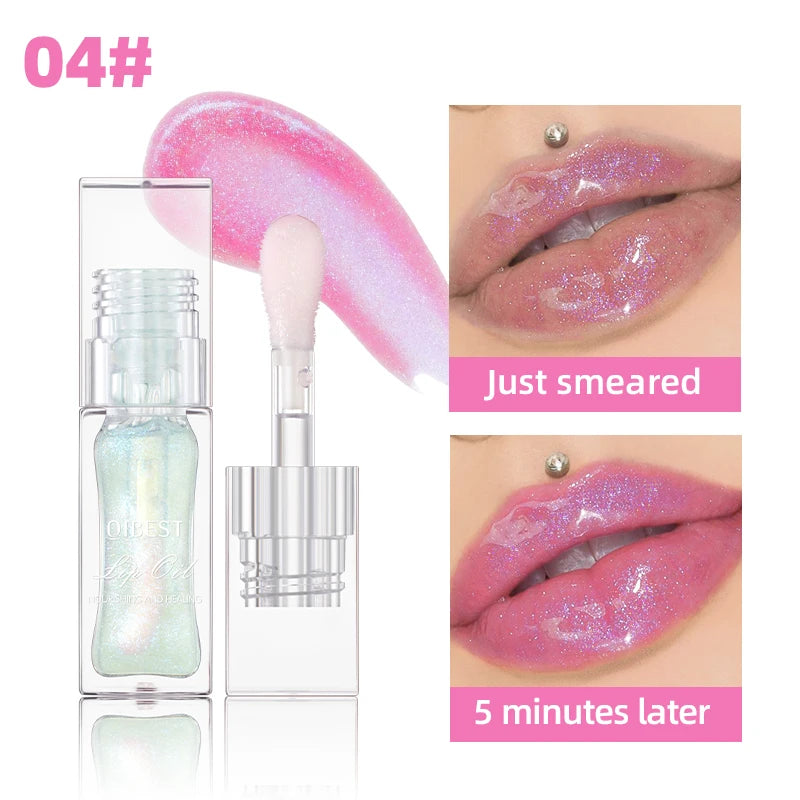 QIBEST Lip Oil Magic Warm Color Changing Lipstick Balm Lip Glaze Transparent Moisturizing Lipgloss Shiny Glitter Lips Cosmetics