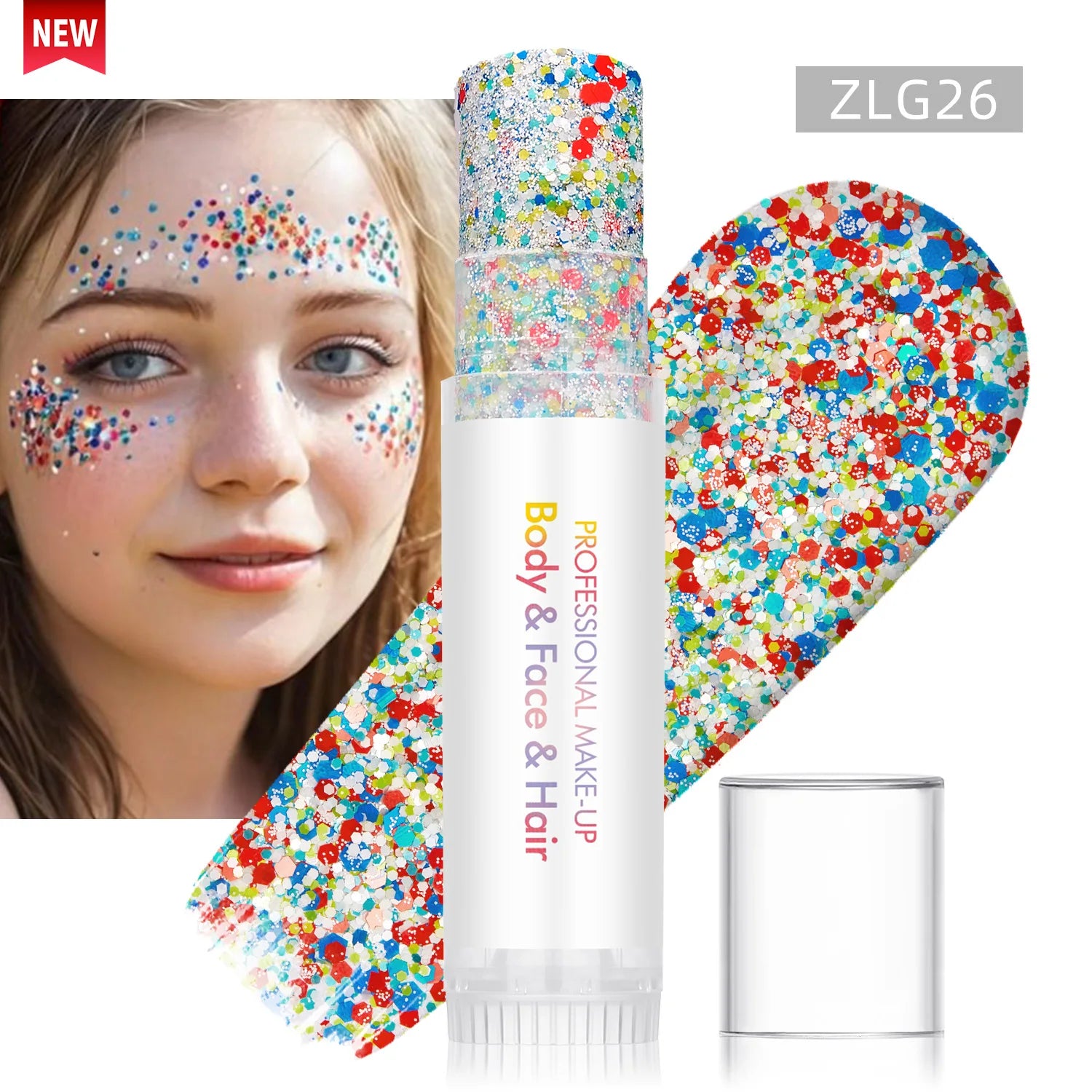 New Body Glitter Stick Face Painting Sequins Gel Mermaid Chunky Glitter Glue for Carnival Hair Body Eye shadow Makeup