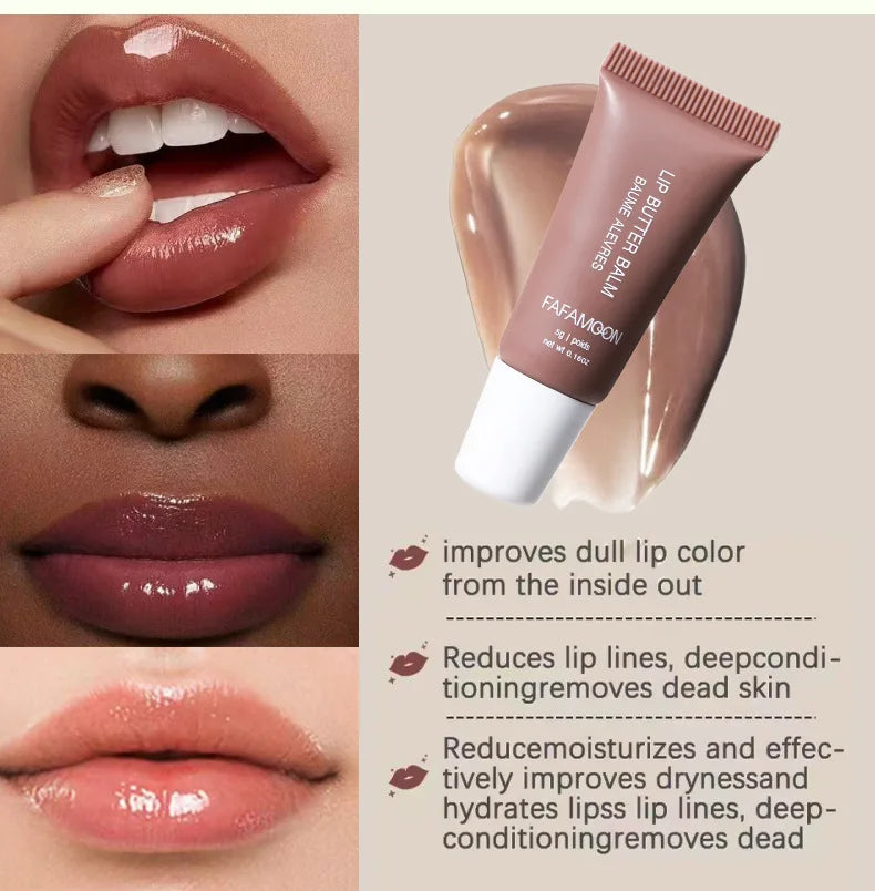 FAFAMON 4 Color Doodle Lip Butter Mirror Nourishing Lip Glaze Set Multicolor Plumping Lip Oil Moisturizing Glass Lip Oil Set